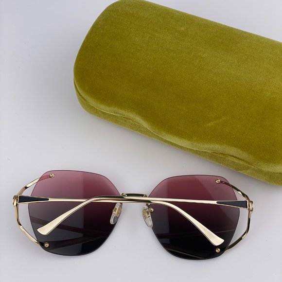 NEW GUCCI GG0651S 001 Gold Purple Green Gradient Square Oversized Rimless Women - Picture 10 of 12